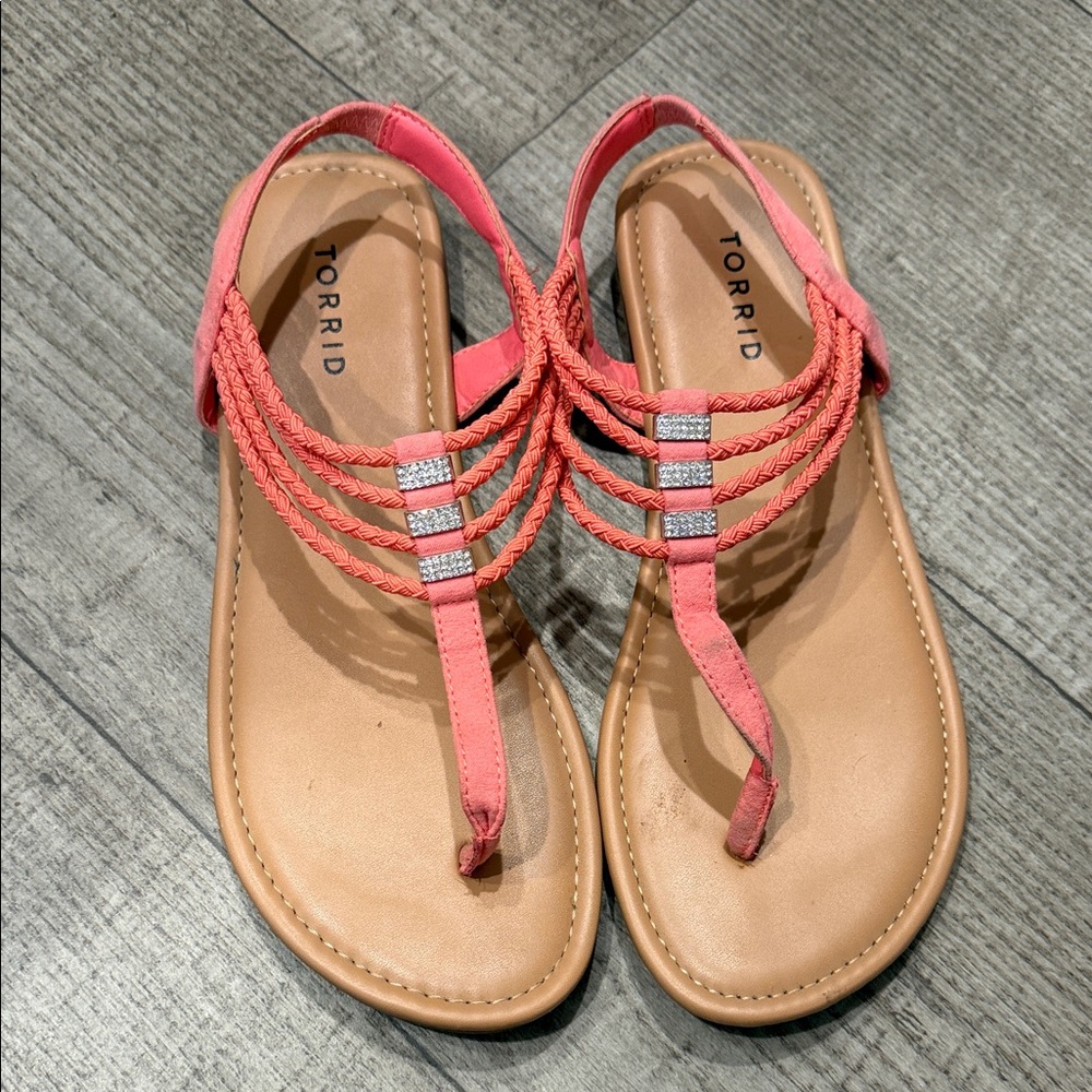 Torrid Pink and Tan Braided Sandals